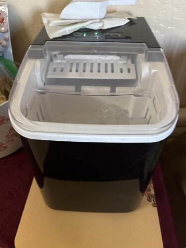 NEWBULIG Ice Makers Countertop with Handle, Portable Ice Machine, 9 Bullet Cubes in 6 Mins, 26lbs in 24Hrs, Auto-Cleaning, with Basket and Scoop, for Home, Kitchen, RV, Camping, Black photo review