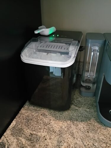 NEWBULIG Ice Makers Countertop with Handle, Portable Ice Machine, 9 Bullet Cubes in 6 Mins, 26lbs in 24Hrs, Auto-Cleaning, with Basket and Scoop, for Home, Kitchen, RV, Camping, Black photo review