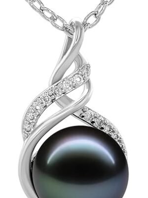 TRYNDI Real Tahitian Black Pearl Necklace Gifts for Women - Larger 11-12mm Luxury Pearl Womens Jewelry, Romantic Valentines Gift for Wife from Husband- Wedding Anniversary, Birthday, Mothers Day, Valentine Necklace for Girlfriend, Fiance & Soulmate
