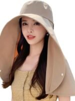 Sun Hats for Women Sun Protection Wide Brim Shawl with Neck Flap Hiking Visor Hat Outdoor Summer Beach