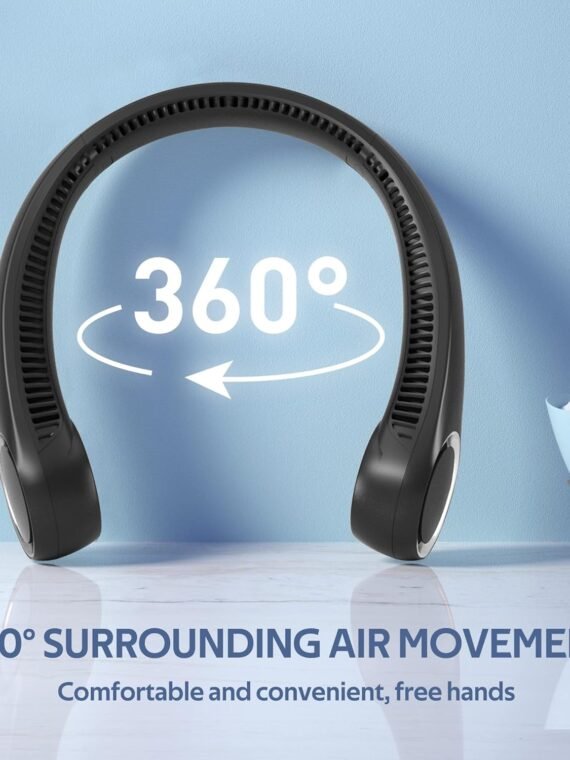 Portable Neck Fan, Hands Free Bladeless, 360° Cooling Personal Fan,Wearable Quiet Fan for Outdoor Indoor, Birthday Gifts for Men Women Mom Dad, 4000mAh Battery USB Rechargeable, 3-Speeds( Black)