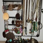 ProCase Jewelry Organizer Stand Earring Holder Organizer, 6 Tiers Earring Organizer Tree Necklace Rack Jewellery Tower Bracelets Holder Storage with Removable Wooden Ring Tray for Women Girls -Grey photo review