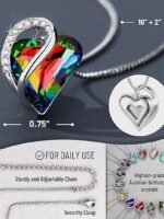 Leafael Gift Necklaces for Women, Infinity Love Birthstone Heart Crystal Pendant, Birthday Anniversary Jewelry for Wife, Mom, and Her, Silver Plated, 18" + 2" Adjustable Chain