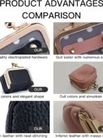 Royal Bagger Genuine Cow Leather Mini Jewelry Box Women's Coin Purse Solid Color Kiss Lock Change Pouch Casual Style Small Storage Bag for Women 1894 (New Black1)