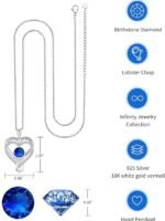Jewelry for Women Wife Infinity Heart Birthstone I Love You Necklace S925 Anniversary Women Necklaces for Her Wife Birthday Gift Ideas, Birthday Present for Girlfriend Mom Daughter Sterling Silver