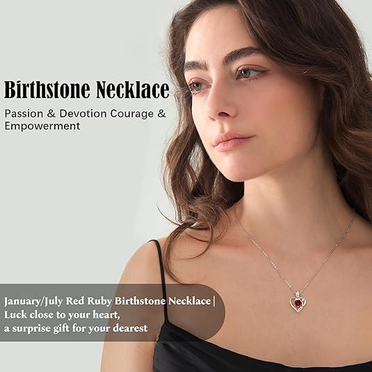 1.2CT Rose Heart Necklace Option of Moissanite or Lab-Grown Sapphire Ruby Emerald&More Necklace for Women Birthstone Girlfriend Necklace S925 Sterling Silver 18K White/Rose Gold Plated D Color VVS1 Gift for Wife Mother Daughter for Birthday Anniversary Mothers Day Necklace for Mom Engraved 'I LOVE YOU' Flower Floral Necklace
