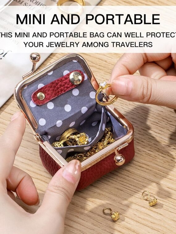 Royal Bagger Genuine Cow Leather Mini Jewelry Box Women's Coin Purse Solid Color Kiss Lock Change Pouch Casual Style Small Storage Bag for Women 1894 (New Black1)