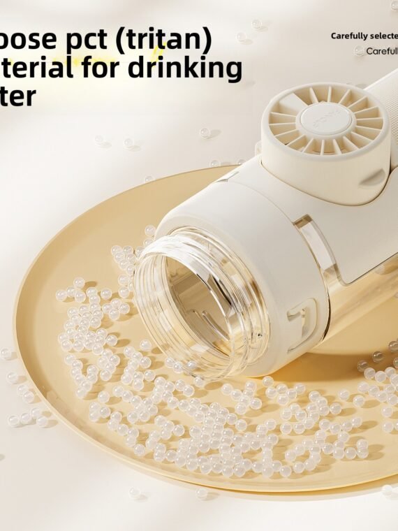 New Trendy Influencer Fan Straw Cup Summer Outdoor Sports High Aesthetic Value Portable Cooling Large Capacity Dual-use Direct