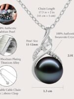TRYNDI Real Tahitian Black Pearl Necklace Gifts for Women - Larger 11-12mm Luxury Pearl Womens Jewelry, Romantic Valentines Gift for Wife from Husband- Wedding Anniversary, Birthday, Mothers Day, Valentine Necklace for Girlfriend, Fiance & Soulmate
