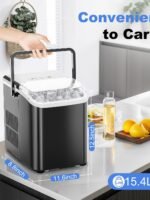 NEWBULIG Ice Makers Countertop with Handle, Portable Ice Machine, 9 Bullet Cubes in 6 Mins, 26lbs in 24Hrs, Auto-Cleaning, with Basket and Scoop, for Home, Kitchen, RV, Camping, Black