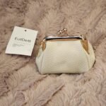 Genuine Leather Coin Purse for Women, Cute Mini Lipstick Holder Case, Small Vintage Kiss Lock Jewelry Storage Organizer Change Bag Pouch (Creamy White) photo review