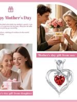 1.2CT Rose Heart Necklace Option of Moissanite or Lab-Grown Sapphire Ruby Emerald&More Necklace for Women Birthstone Girlfriend Necklace S925 Sterling Silver 18K White/Rose Gold Plated D Color VVS1 Gift for Wife Mother Daughter for Birthday Anniversary Mothers Day Necklace for Mom Engraved 'I LOVE YOU' Flower Floral Necklace