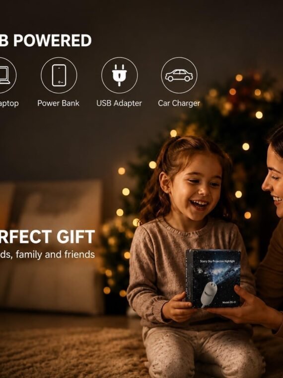 2-in-1 Galaxy Projector Night Light, USB Starry Sky Night Light Projector for Bedroom, Mini LED Ceiling/Wall Projection Lamp with 360° Rotation, for Kids Adults Gifts (6 Slides)
