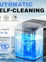 NEWBULIG Ice Makers Countertop with Handle, Portable Ice Machine, 9 Bullet Cubes in 6 Mins, 26lbs in 24Hrs, Auto-Cleaning, with Basket and Scoop, for Home, Kitchen, RV, Camping, Black