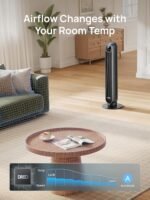 DREO Tower Fan for Bedroom, 2026 Upgraded DC Motor, 28ft/s High Velocity, 20dB Ultra Quiet Standing Fan, 8 Speeds 4 Modes, 90° Oscillating Bladeless Fan for Indoors, Floor Fans with Remote, Black