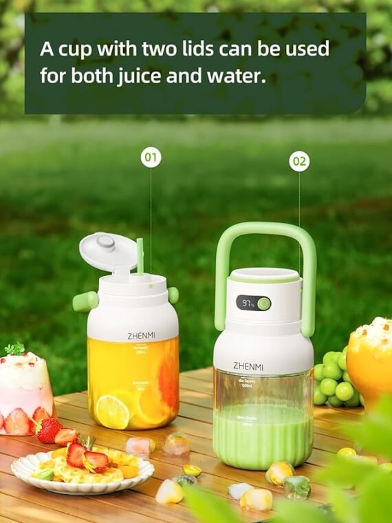 Portable blender, personal blender for smoothies and milkshakes, cordless, 33 oz BPA-free container, 18000 RPM motor, leak-proof lid with straw nozzle, USB-C rechargeable, easy-to-clean parts (green).