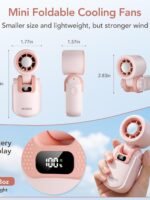 MINISO Mini Fan Handheld, 2400 mAh Rechargeable, 3 in 1 USB Small Portable Turbo Fan, 5-Speed, Foldable with Ice Cooler, Max 8 H Cooling Personal Fan for Travel, Office, Subway, Shopping, Camping