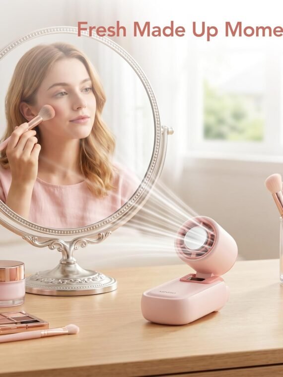 MINISO Mini Fan Handheld, 2400 mAh Rechargeable, 3 in 1 USB Small Portable Turbo Fan, 5-Speed, Foldable with Ice Cooler, Max 8 H Cooling Personal Fan for Travel, Office, Subway, Shopping, Camping