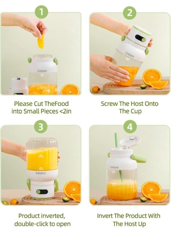 Portable blender, personal blender for smoothies and milkshakes, cordless, 33 oz BPA-free container, 18000 RPM motor, leak-proof lid with straw nozzle, USB-C rechargeable, easy-to-clean parts (green).