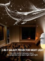 2-in-1 Galaxy Projector Night Light, USB Starry Sky Night Light Projector for Bedroom, Mini LED Ceiling/Wall Projection Lamp with 360° Rotation, for Kids Adults Gifts (6 Slides)