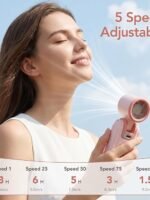 MINISO Mini Fan Handheld, 2400 mAh Rechargeable, 3 in 1 USB Small Portable Turbo Fan, 5-Speed, Foldable with Ice Cooler, Max 8 H Cooling Personal Fan for Travel, Office, Subway, Shopping, Camping