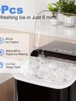 NEWBULIG Ice Makers Countertop with Handle, Portable Ice Machine, 9 Bullet Cubes in 6 Mins, 26lbs in 24Hrs, Auto-Cleaning, with Basket and Scoop, for Home, Kitchen, RV, Camping, Black