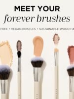 HALEYS Beauty 5-Piece Makeup Brush Set, For Streak Free Application of Liquid, Cream or Powder, Set Includes Kabuki, Powder, Contour, Crease & Lid, Make Up Bag Essentials, Vegan, Gift for Women
