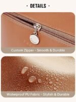 EACHY Travel Makeup Bag, Large Capacity Cosmetic Bag for Women, Waterproof PU Leather, Flat Open Portable Toiletry Bag for Skincare, Brushes & Travel Essentials