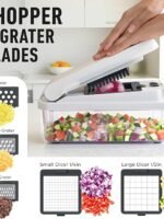 Mueller The Real Original Pro Chopper (2013), Mandoline 8-blade food vegetable chopper, onion and vegetable cutter, with container, kitchen gadgets and essentials (10-in-1)