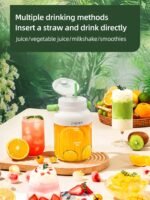Portable blender, personal blender for smoothies and milkshakes, cordless, 33 oz BPA-free container, 18000 RPM motor, leak-proof lid with straw nozzle, USB-C rechargeable, easy-to-clean parts (green).