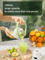 Portable blender, personal blender for smoothies and milkshakes, cordless, 33 oz BPA-free container, 18000 RPM motor, leak-proof lid with straw nozzle, USB-C rechargeable, easy-to-clean parts (green).