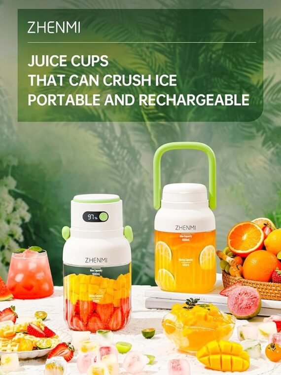 Portable blender, personal blender for smoothies and milkshakes, cordless, 33 oz BPA-free container, 18000 RPM motor, leak-proof lid with straw nozzle, USB-C rechargeable, easy-to-clean parts (green).