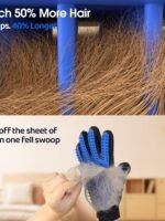 Upgrade Efficient Pet Hair Remover Gloves - Gentle Shedding Brushes for Dogs, Cats & Horses with Long and Short Hair - 1 Pair (Blue)