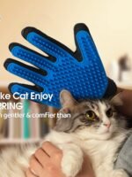 Upgrade Efficient Pet Hair Remover Gloves - Gentle Shedding Brushes for Dogs, Cats & Horses with Long and Short Hair - 1 Pair (Blue)
