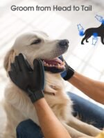 Upgrade Efficient Pet Hair Remover Gloves - Gentle Shedding Brushes for Dogs, Cats & Horses with Long and Short Hair - 1 Pair (Blue)
