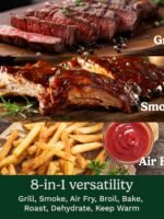 Cuisinart FlavorBoost™ 8-in-1 Outdoor Electric BBQ Grill & Portable Smoker, Air Fryer Grill Combo with Smart Probe, Smoke Drawer, 154 sq. in., Patio & Balcony Grill for Apartments, CEG-1302