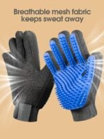 Upgrade Efficient Pet Hair Remover Gloves - Gentle Shedding Brushes for Dogs, Cats & Horses with Long and Short Hair - 1 Pair (Blue)