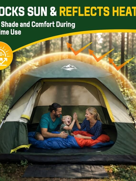 Tent 4 Person Tents for Camping - Instant Cabin Tent Setup in 50 Seconds with Rainfly & Windproof, Portable Pop Up Tents with Carry Bag for Family Outdoor Camping & Hiking