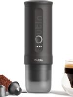 OutIn Nano Portable Electric Espresso Machine, Travel Coffee Maker for Camping, Car Coffee Maker Self-Heating with USB-C, With Ground Coffee & NS Capsule for RV, Hiking, Office