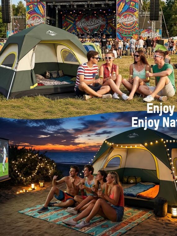 Tent 4 Person Tents for Camping - Instant Cabin Tent Setup in 50 Seconds with Rainfly & Windproof, Portable Pop Up Tents with Carry Bag for Family Outdoor Camping & Hiking