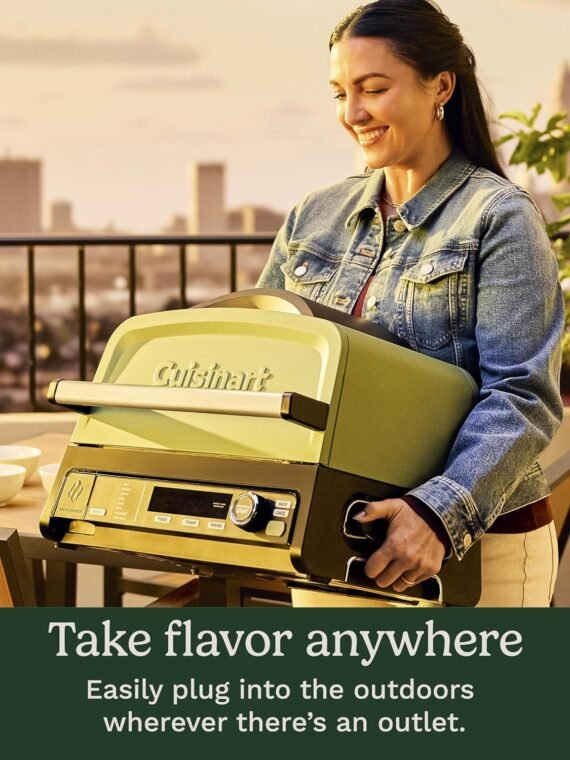 Cuisinart FlavorBoost™ 8-in-1 Outdoor Electric BBQ Grill & Portable Smoker, Air Fryer Grill Combo with Smart Probe, Smoke Drawer, 154 sq. in., Patio & Balcony Grill for Apartments, CEG-1302