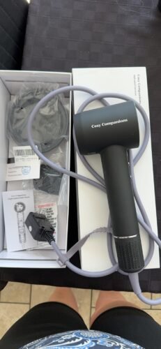 Cosy Companions Hair Dryer - Negative Ionic Blow Dryer with 150000 RPM High Speed Brushless Motor for Fast Drying, Low Noise, HD Display Hair Dryer with Diffuser and Nozzle, 5 Temps & 2 Speeds photo review