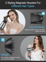 Cosy Companions Hair Dryer - Negative Ionic Blow Dryer with 150000 RPM High Speed Brushless Motor for Fast Drying, Low Noise, HD Display Hair Dryer with Diffuser and Nozzle, 5 Temps & 2 Speeds