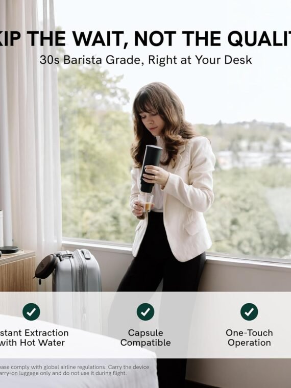 OutIn Nano Portable Electric Espresso Machine, Travel Coffee Maker for Camping, Car Coffee Maker Self-Heating with USB-C, With Ground Coffee & NS Capsule for RV, Hiking, Office