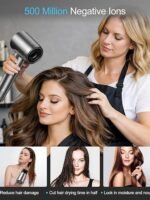 Cosy Companions Hair Dryer - Negative Ionic Blow Dryer with 150000 RPM High Speed Brushless Motor for Fast Drying, Low Noise, HD Display Hair Dryer with Diffuser and Nozzle, 5 Temps & 2 Speeds