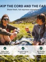 OutIn Nano Portable Electric Espresso Machine, Travel Coffee Maker for Camping, Car Coffee Maker Self-Heating with USB-C, With Ground Coffee & NS Capsule for RV, Hiking, Office